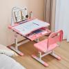 imageVEVOR Kids Study Chair and Desk Set Study Desk and Chair for Kids with Table Lamp Adjustable Height ampamp 040 Tilted Desktop Kids Desk and Chair Children Study Table for Bedroom ampamp Study Room GreyPink