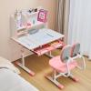 imageVEVOR Kids Study Chair and Desk Set Study Desk and Chair for Kids with Table Lamp Adjustable Height ampamp 040 Tilted Desktop Kids Desk and Chair Children Study Table for Bedroom ampamp Study Room GreyPink