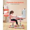 imageVEVOR Kids Study Chair and Desk Set Study Desk and Chair for Kids with Table Lamp Adjustable Height ampamp 040 Tilted Desktop Kids Desk and Chair Children Study Table for Bedroom ampamp Study Room GreyPink