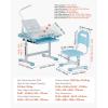 imageVEVOR Kids Study Chair and Desk Set Study Desk and Chair for Kids with Table Lamp Adjustable Height ampamp 040 Tilted Desktop Kids Desk and Chair Children Study Table for Bedroom ampamp Study Room GreyBlue