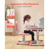 imageVEVOR Kids Study Chair and Desk Set Study Desk and Chair for Kids with Table Lamp Adjustable Height ampamp 040 Tilted Desktop Kids Desk and Chair Children Study Table for Bedroom ampamp Study Room GreyPink