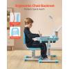imageVEVOR Kids Study Chair and Desk Set Study Desk and Chair for Kids with Table Lamp Adjustable Height ampamp 040 Tilted Desktop Kids Desk and Chair Children Study Table for Bedroom ampamp Study Room GreyBlue