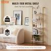 imageVEVOR Ladder Shelf 5Tier Bookshelf 24x118in Open WallMounted Ladder Shelf with Metal FrameStorage Rack Sundries Holder for Kitchen Bedroom Bathroom Living Room BlackWhitegold