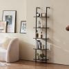 imageVEVOR Ladder Shelf 5Tier Bookshelf 24x118in Open WallMounted Ladder Shelf with Metal FrameStorage Rack Sundries Holder for Kitchen Bedroom Bathroom Living Room BlackBlack