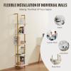 imageVEVOR Ladder Shelf 5Tier Bookshelf 24x118in Open WallMounted Ladder Shelf with Metal FrameStorage Rack Sundries Holder for Kitchen Bedroom Bathroom Living Room BlackWhitegold