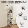 imageVEVOR Ladder Shelf 5Tier Bookshelf 24x118in Open WallMounted Ladder Shelf with Metal FrameStorage Rack Sundries Holder for Kitchen Bedroom Bathroom Living Room BlackBlack