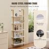 imageVEVOR Ladder Shelf 5Tier Bookshelf 24x118in Open WallMounted Ladder Shelf with Metal FrameStorage Rack Sundries Holder for Kitchen Bedroom Bathroom Living Room BlackWhitegold