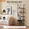 imageVEVOR Ladder Shelf 5Tier Bookshelf 24x118in Open WallMounted Ladder Shelf with Metal FrameStorage Rack Sundries Holder for Kitchen Bedroom Bathroom Living Room BlackBlack