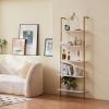 imageVEVOR Ladder Shelf 5Tier Bookshelf 24x118in Open WallMounted Ladder Shelf with Metal FrameStorage Rack Sundries Holder for Kitchen Bedroom Bathroom Living Room BlackWhitegold