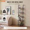 imageVEVOR Ladder Shelf 5Tier Bookshelf 24x118in Open WallMounted Ladder Shelf with Metal FrameStorage Rack Sundries Holder for Kitchen Bedroom Bathroom Living Room BlackBlack