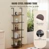 imageVEVOR Ladder Shelf 5Tier Bookshelf 24x118in Open WallMounted Ladder Shelf with Metal FrameStorage Rack Sundries Holder for Kitchen Bedroom Bathroom Living Room BlackBlack