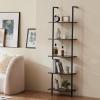 imageVEVOR Ladder Shelf 5Tier Bookshelf 24x118in Open WallMounted Ladder Shelf with Metal FrameStorage Rack Sundries Holder for Kitchen Bedroom Bathroom Living Room BlackBlack