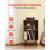 imageVEVOR Record Player Stand 3 Tiers Turntable Stand with Record Storage Vinyl Record Storage Cabinet with Metal Legs for Bedroom Living Room Brown