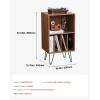 imageVEVOR Record Player Stand 3 Tiers Turntable Stand with Record Storage Vinyl Record Storage Cabinet with Metal Legs for Bedroom Living Room Brown
