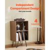 imageVEVOR Record Player Stand 3 Tiers Turntable Stand with Record Storage Vinyl Record Storage Cabinet with Metal Legs for Bedroom Living Room Brown