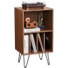 imageVEVOR Record Player Stand 3 Tiers Turntable Stand with Record Storage Vinyl Record Storage Cabinet with Metal Legs for Bedroom Living Room Brown