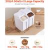 imageVEVOR Rice Storage Container 45Gallon20L x2 Capacity Large Dog Food Dispenser Bin Kitchen Ingredient Grain Cereal Flour Bin Pet food Containers with Wheels 2 Measuring Cups Airtight Lid 2 Pack45 Gallon2