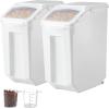 imageVEVOR Rice Storage Container 45Gallon20L x2 Capacity Large Dog Food Dispenser Bin Kitchen Ingredient Grain Cereal Flour Bin Pet food Containers with Wheels 2 Measuring Cups Airtight Lid 2 Pack45 Gallon2