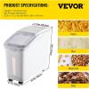 imageVEVOR Rice Storage Container 45Gallon20L x2 Capacity Large Dog Food Dispenser Bin Kitchen Ingredient Grain Cereal Flour Bin Pet food Containers with Wheels 2 Measuring Cups Airtight Lid 2 Pack114 Gallon