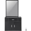 imageVEVOR Salon Storage Cabinet Wall Mounted Barber Salon Station for Hair Stylist Hair Stylist Station Set with 3 Sleeves A Mirror DoubleDoor Cabinet and A Drawer Black