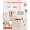 imageVEVOR Wooden Folding Chairs with Cushion Set of 2 Portable Foldable Cushion Chair with Wooden Frame Modern Padded Dining Chair for Kitchen Office Wedding Party Dining Room Easy Assembly Beige