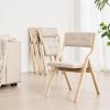 imageVEVOR Wooden Folding Chairs with Cushion Set of 2 Portable Foldable Cushion Chair with Wooden Frame Modern Padded Dining Chair for Kitchen Office Wedding Party Dining Room Easy Assembly Beige