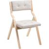 imageVEVOR Wooden Folding Chairs with Cushion Set of 4 Portable Foldable Cushion Chair with Wooden Frame Modern Padded Dining Chair for Kitchen Office Wedding Party Dining Room Easy Assembly WhiteNaturalbeige