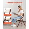 imageVEVOR Wooden Folding Chairs with Cushion Set of 4 Portable Foldable Cushion Chair with Wooden Frame Modern Padded Dining Chair for Kitchen Office Wedding Party Dining Room Easy Assembly WhiteWalnutbeige