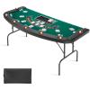 imageVEVOR 10 Player Poker Table Foldable Portable Folding Card Board Game Table Blackjack Texas Holdem Table with Padded Rails and Stainless Steel Cup HoldersBlue 84 in Casino Leisure TableGreen