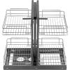 imageVEVOR 3 Tier 6 Shelf Chrome Carbon Steel Kitchen Cabinet Organizer Slide Out Storage Space Saving Silver For 15quot Width Food Jars Cans Cookware Pans MugsFor 15 Width