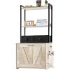 imageVEVOR Cat Litter Box Enclosure Hidden Litter Box Furniture with 2 Storage Shelves ampamp 2 Baskets Wooden Cat Washroom Indoor Cat House Cabinet Fit Most of Litter Box 236quotL x 197quotW x 50quotH Natural236L x 197W x 50H2 Shelves