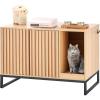 imageVEVOR Cat Litter Box Enclosure Hidden Litter Box Furniture with 2 Storage Shelves ampamp 2 Baskets Wooden Cat Washroom Indoor Cat House Cabinet Fit Most of Litter Box 236quotL x 197quotW x 50quotH Natural315L x 20W x 22H