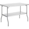 imageVEVOR Commercial Worktable Workstation 48x30 Inch Folding Commercial Prep Table DoubleShelf Stainless Steel Folding Table Kitchen Work Table with 772 lbs Load Silver Stainless Steel Kitchen IslandNo Casters