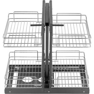 imageVEVOR 3 Tier 6 Shelf Chrome Carbon Steel Kitchen Cabinet Organizer Slide Out Storage Space Saving Silver For 15quot Width Food Jars Cans Cookware Pans MugsFor 15 Width