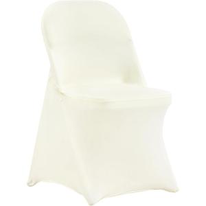 imageVEVOR 30 PCS White Folding Chair Covers  Ideal for Weddings Parties Dining and Banquets  Universal Washable Slipcovers for Folding Chairs  Elegant Event DcorIvoryc