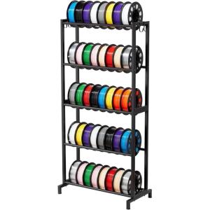 imageVEVOR 3D Printer Filament Storage Rack 5 Tier Heavy Duty Storage Shelves for 3D Printing Filaments Filament Spool Holders Racks for 3D Printing Studio Home Studio Office Workshop Shelf Only5Tier
