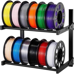 imageVEVOR 3D Printer Filament Storage Rack 5 Tier Heavy Duty Storage Shelves for 3D Printing Filaments Filament Spool Holders Racks for 3D Printing Studio Home Studio Office Workshop Shelf Only2Tier