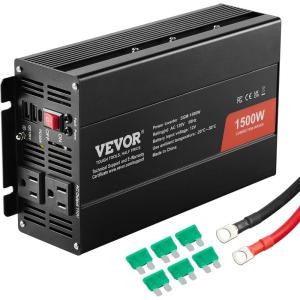 imageVEVOR 5000W Modified Sine Wave Power Inverter DC 12V to AC 120V Car Converter with LCD Remote Control USB Port AC Outlets Inverter for Truck RV1500W