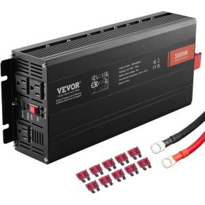 imageVEVOR 5000W Modified Sine Wave Power Inverter DC 12V to AC 120V Car Converter with LCD Remote Control USB Port AC Outlets Inverter for Truck RV3000 Watt