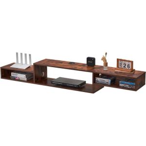 imageVEVOR 71quot Floating TV Stand with Power ampamp USB Outlet Wall Mounted TV Console Entertainment Center Modern Floating Under TV Shelf with Storage for Audio Video Cable Box Game Console Rustic Brown