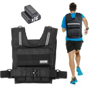 imageVEVOR Adjustable Weighted Vest 1120lb2032lbs35lbs40lbs Weight Vest with 6 Ironsand Weights and Reflective Stripe Workout Equipment for Strength Training Running Jogging35 lbs