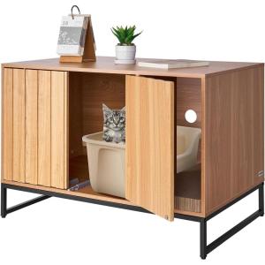 imageVEVOR Cat Litter Box Enclosure Furniture 315 in Hidden Litter Box Cabinet with Scratch Pad ampamp Storage Waterproof Cat Washroom End Table Cat House Fit Most of Litterbox for Bedroom Living Room