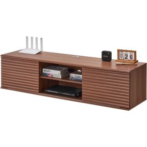 imageVEVOR Floating TV Stand 60quot Wall Mount Entertainment Center with Adjustable Shelf ampamp Sliding Doors 2 Tiers Floating TV Shelf with Storage Cabinet for DVD Player Cable Box Game Console Walnut