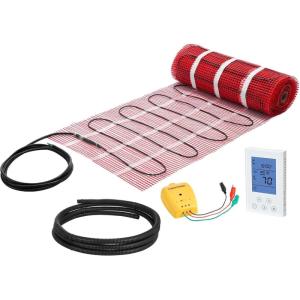 imageVEVOR Floor Heating Mat 20 Sq ft Electric Radiant inFloor Heated Warm System with Digital Floor Sensing Thermostat Includes Installation Monitor Adhesive Back for Easy Installation on The Floor50 Sqft