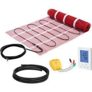 imageVEVOR Floor Heating Mat 20 Sq ft Electric Radiant inFloor Heated Warm System with Digital Floor Sensing Thermostat Includes Installation Monitor Adhesive Back for Easy Installation on The Floor15 Sqft