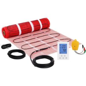 imageVEVOR Floor Heating Mat 20 Sq ft Electric Radiant inFloor Heated Warm System with Digital Floor Sensing Thermostat Includes Installation Monitor Adhesive Back for Easy Installation on The Floor30 Sqft