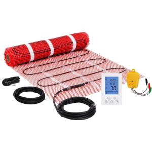 imageVEVOR Floor Heating Mat 20 Sq ft Electric Radiant inFloor Heated Warm System with Digital Floor Sensing Thermostat Includes Installation Monitor Adhesive Back for Easy Installation on The Floor20 Sqft