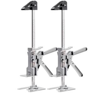 imageVEVOR Labor Saving Arm Jack 2 PCS 330 lbs Bearing Capacity Lifting up to 98quot Metal Hand Lifting Jack Tool with Magnetic Level Adjustable Height for Door Window Furniture Woodworking BlackL12inch
