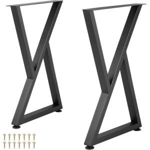 imageVEVOR Metal Table Legs 28x18 inch Desk Legs Set of 2 Heavy Duty Bench Legs Z Shape Metal Furniture Legs Wrought Iron Coffee Table Legs Home DIY for Dining Table wRubber Floor Protectors Matte28x18 inch
