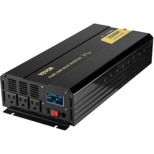 imageVEVOR Pure Sine Wave Inverter 2000 Watt DC 12V to AC 120V Power Inverter with 2 AC Outlets 2 USB Port 1 TypeC Port LCD Display and Remote Controller for MediumSized Household Equipment CE FCC2500W